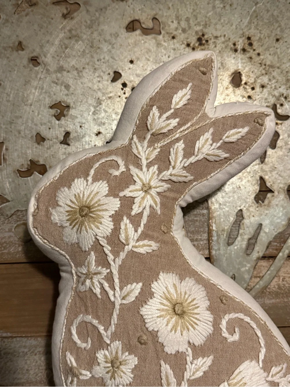 The Farmhouse by Rachel Ashwell Embroidered Floral Bunny Pillow